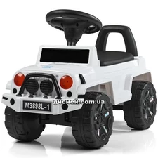 Детская каталка-толокар M 3898 L-1 Jeep, кожаное сиденье, белая